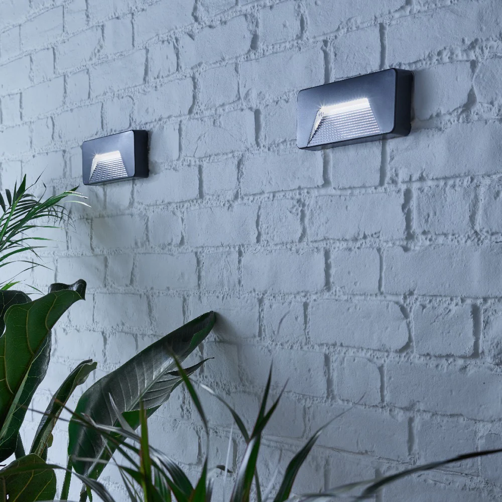 LED Anthracite Outdoor Surface Mounted Rectangular Eyelid Brick Light - Image 2