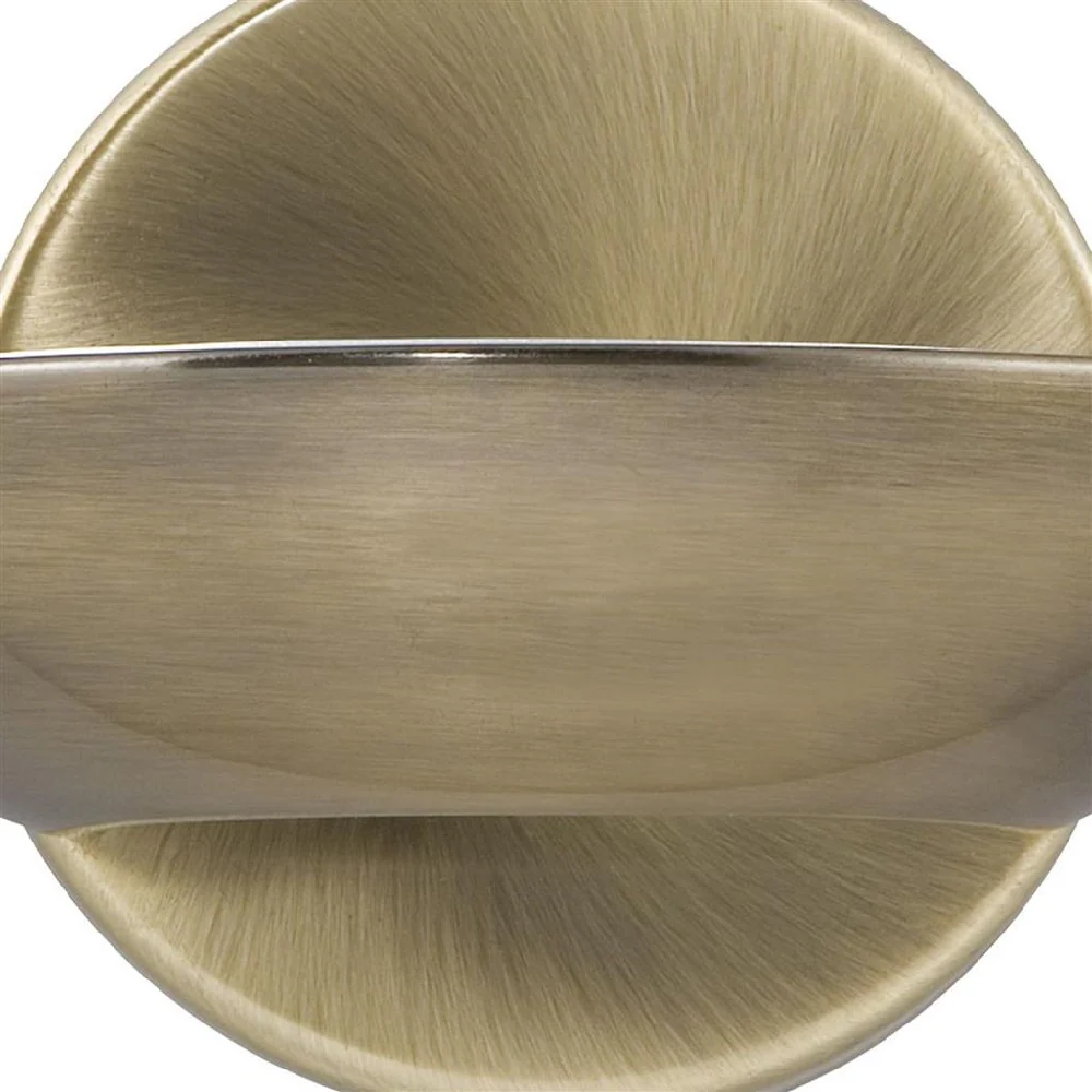 LED Antique Brass & Frosted Glass Round Plate Wall Uplighter 110mm - Image 2