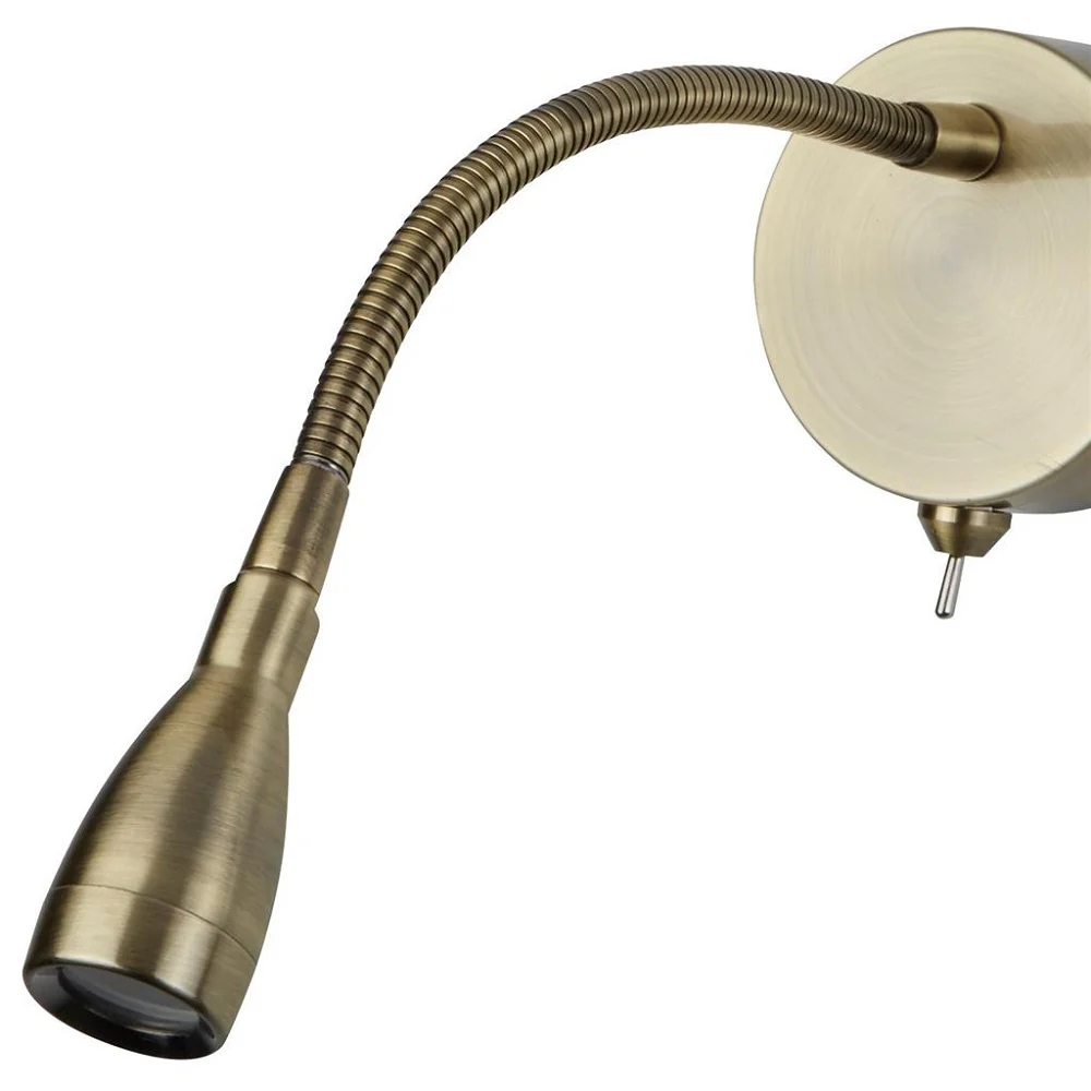 LED Antique Brass Modern Flexible Switched Reading Wall Light - Image 3