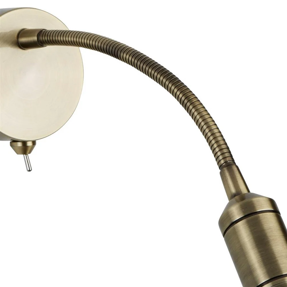 LED Antique Brass Modern Flexible Switched Wall Reading Light 240mm - Image 2