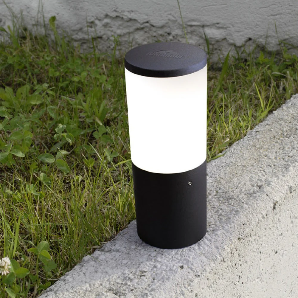 LED Black Outdoor Modern Round CCT Pedestal Post Light 25cm Coastal IP55 - Image 2