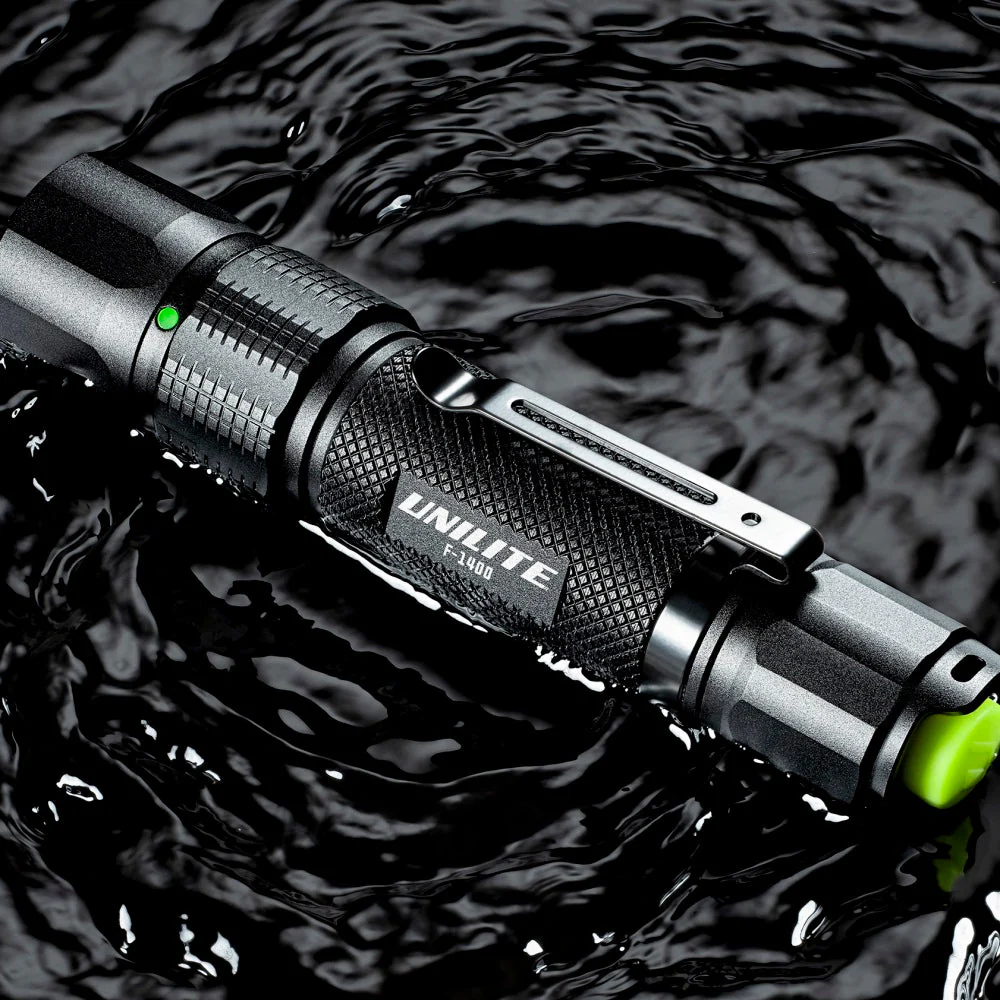 LED Black USB Rechargeable Dual Power Flashlight Torch 1400 Lumen - Image 4