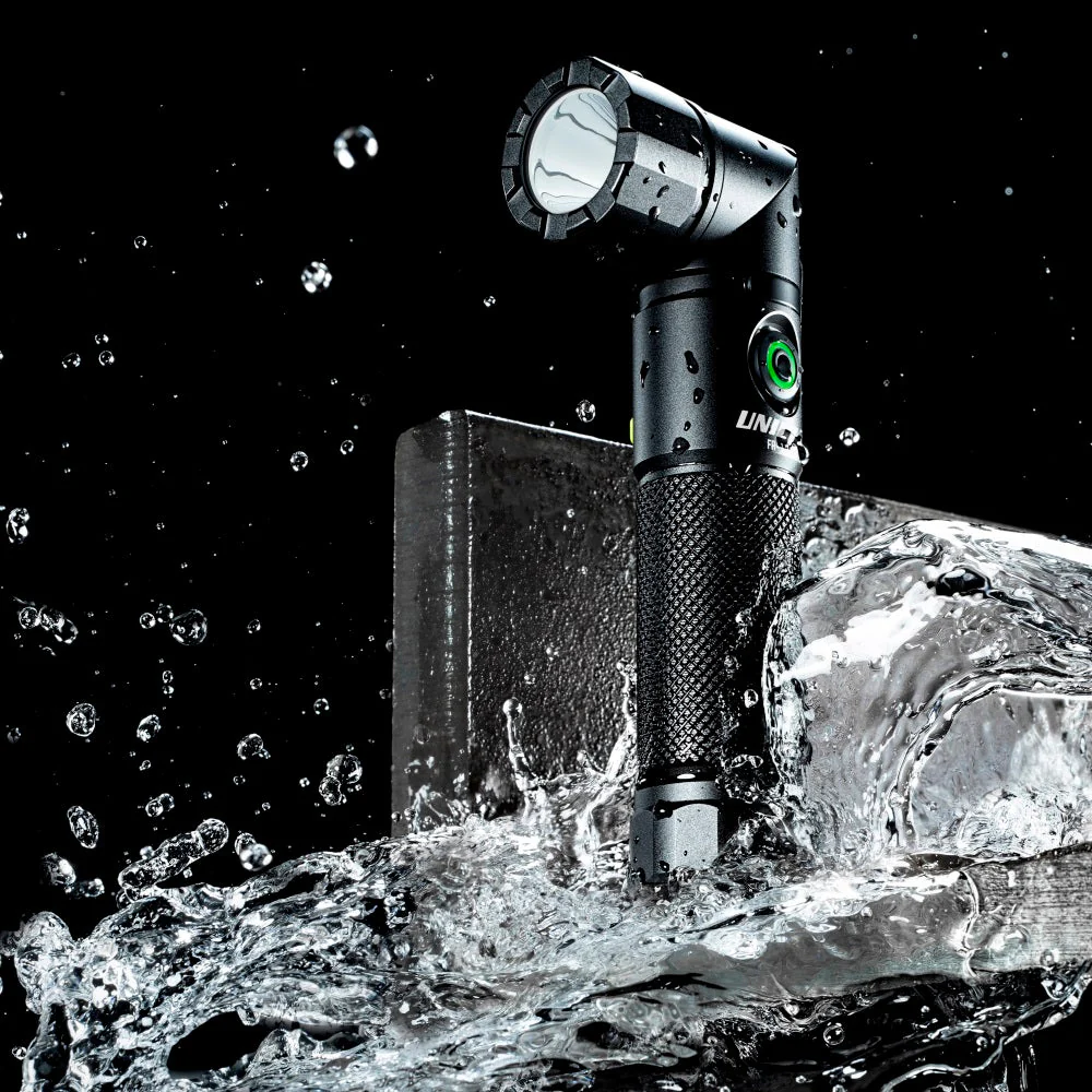 LED Black USB Rechargeable Dual Power Right Angle Flashlight Torch 1200 Lumen - Image 4