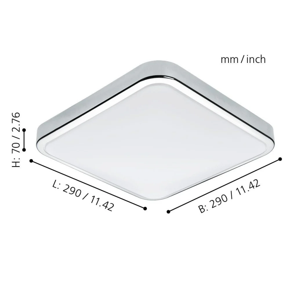 LED Chrome & White Bathroom Modern Square Flush IP44 1500lm 29cm - Image 4