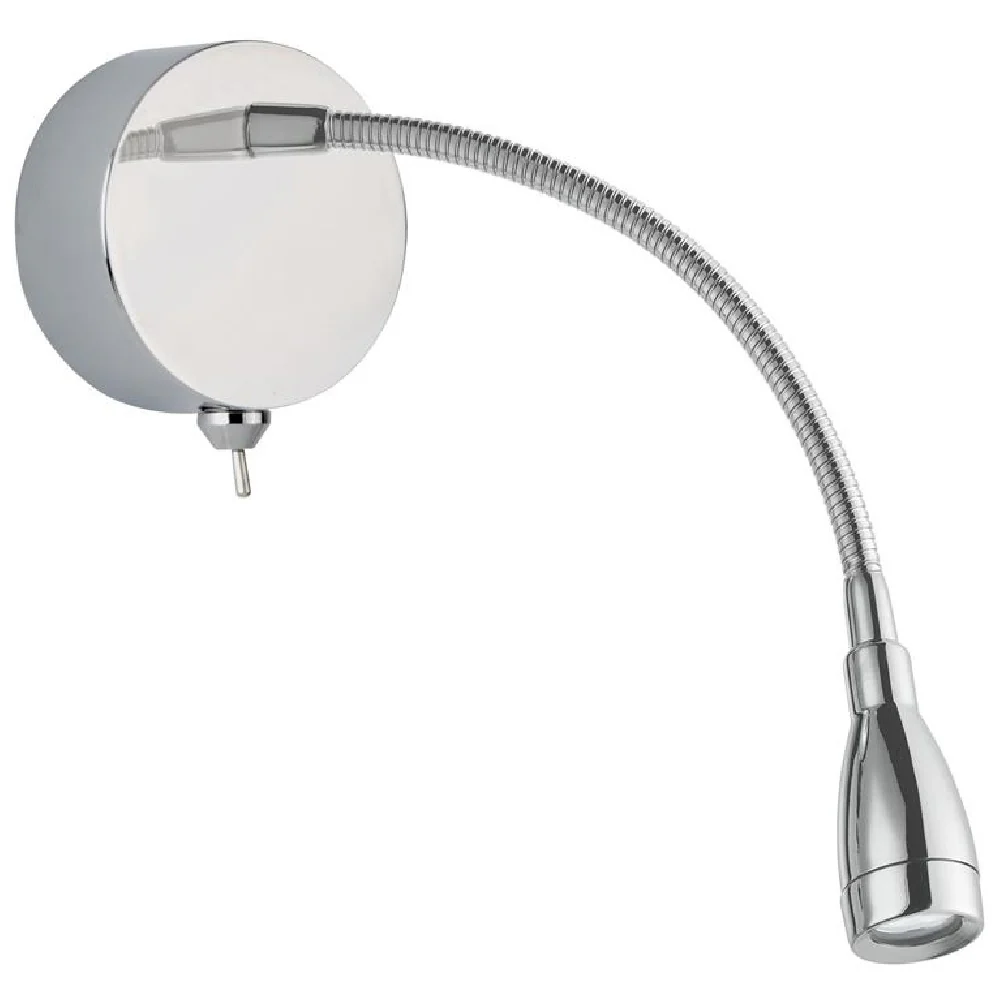 LED Polished Chrome Modern Flexible Switched Reading Wall Light