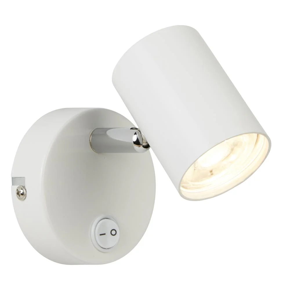 LED White Modern 1 Lamp Switched Cylinder Head Spotlight 80mm