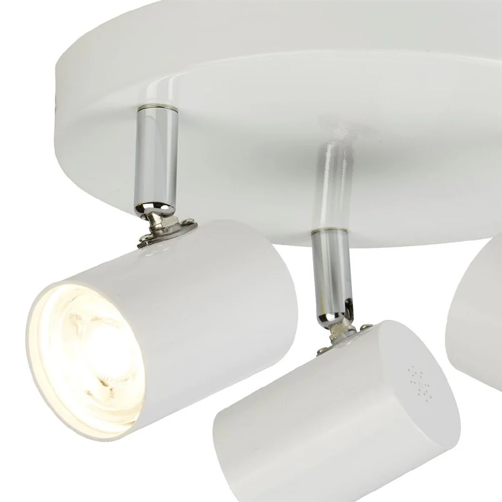 LED White Modern 3 Lamp Round Plate Cylinder Head Spotlight 260mm - Image 2