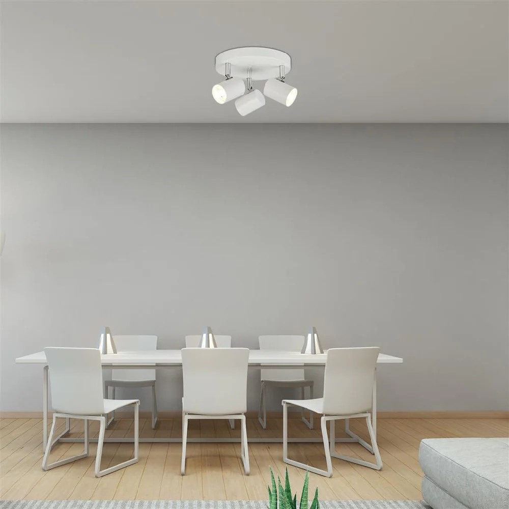 LED White Modern 3 Lamp Round Plate Cylinder Head Spotlight 260mm - Image 3