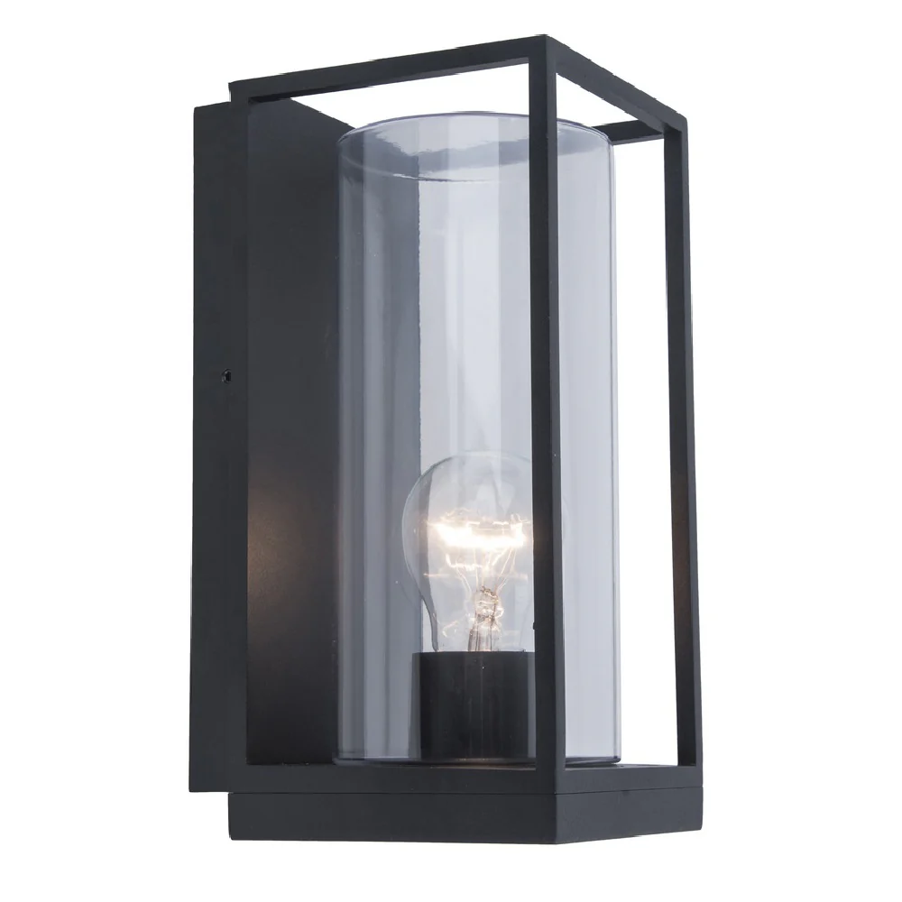Lutec 5288803012 Flair Matt Black Outdoor Vintage Flush Lantern Wall Light