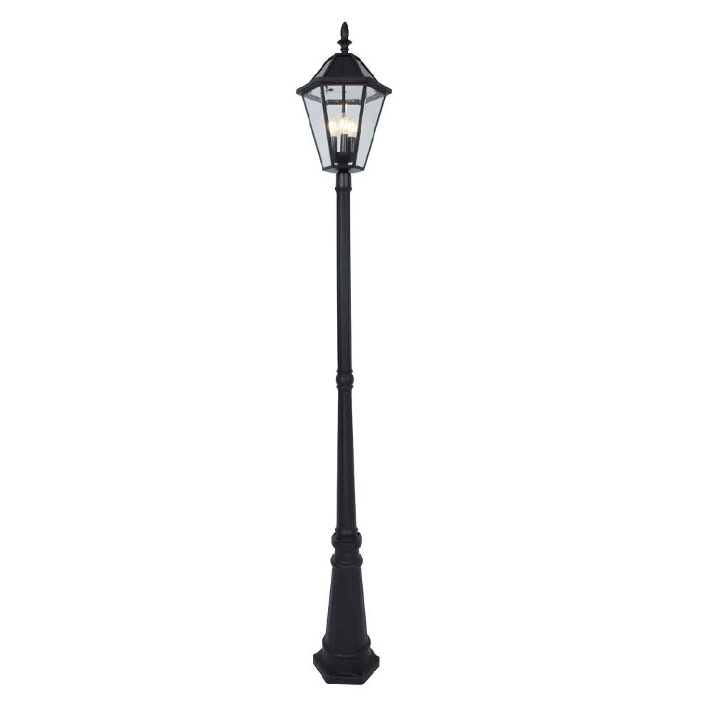 Lutec 6951301189 London Black Outdoor Solar Powered Vintage Post Light 2270mm