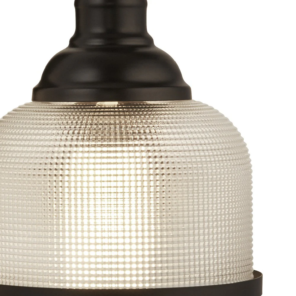Matt Black & Holophane Glass Vintage Dome Switched Wall Light 25cm - Image 3