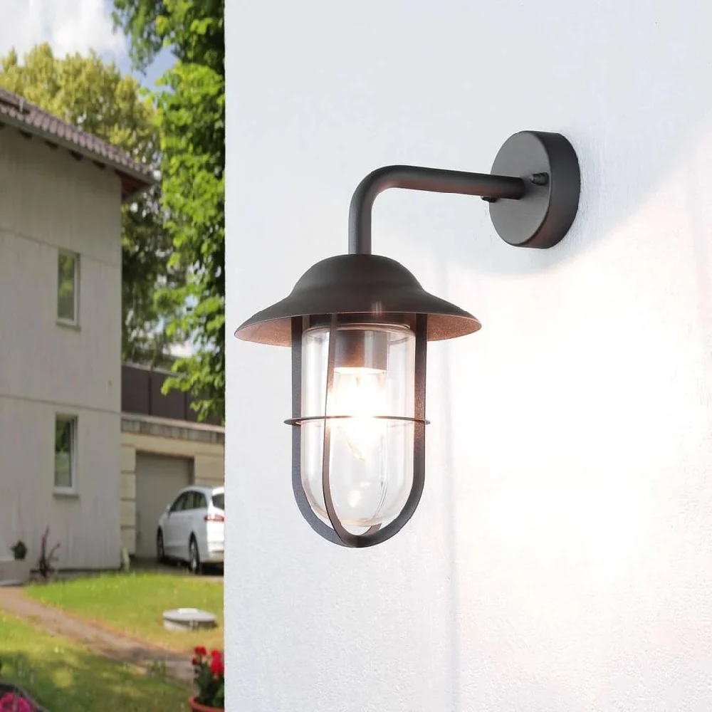 Matt Black Outdoor Single Lamp Vintage Down Lantern Wall Light IP44 - Image 3
