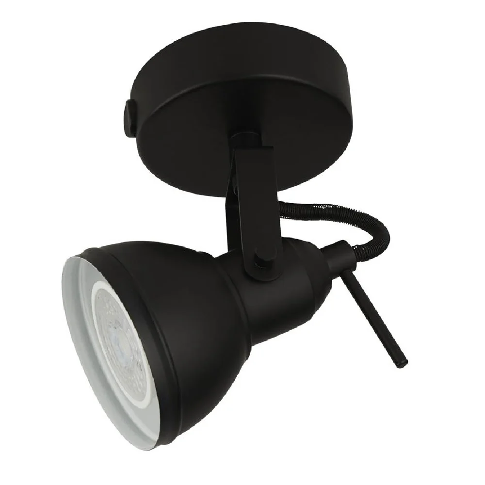 Matt Black Single Lamp Adjustable Vintage Spot Light 130mm - Image 2