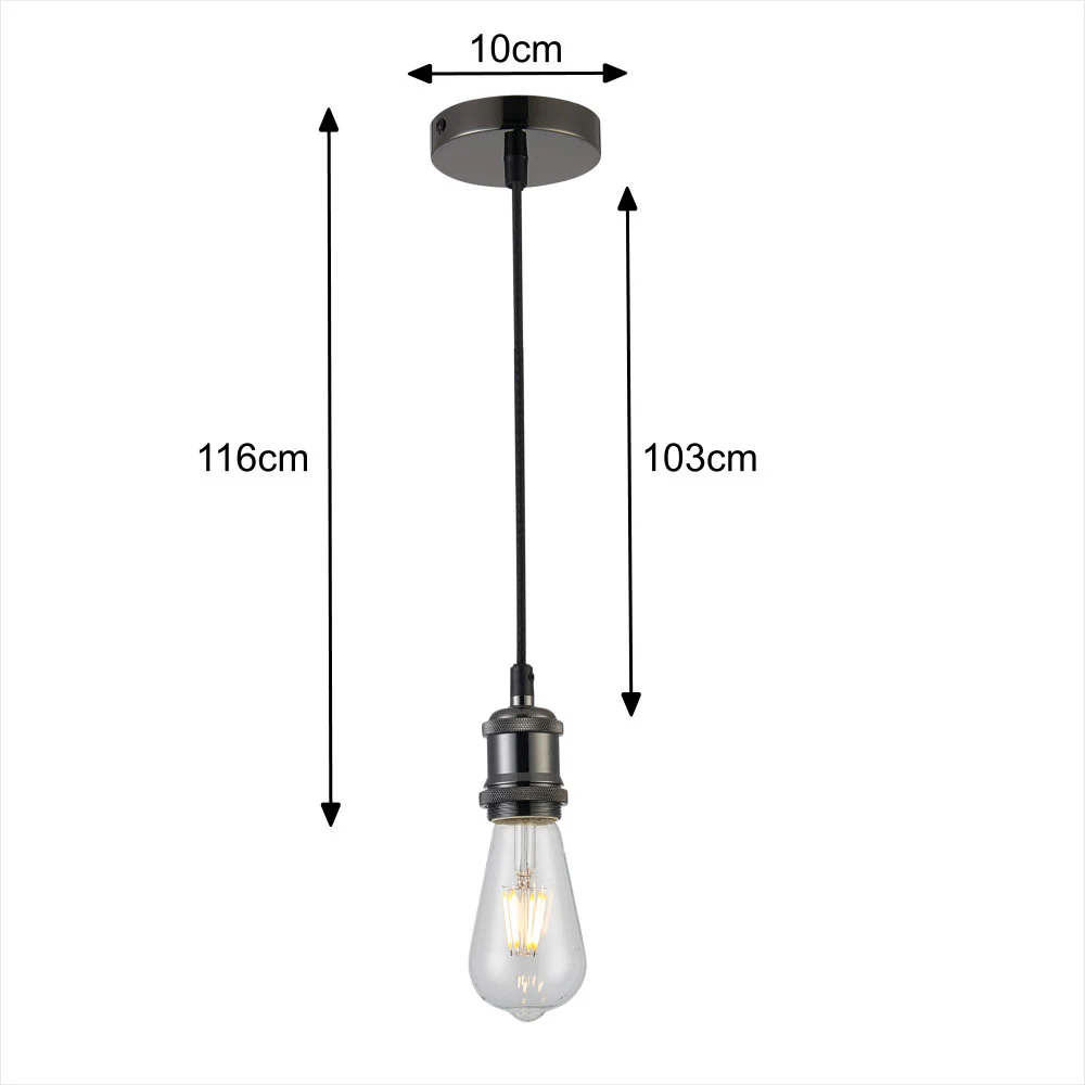Matt Black Vintage Fabric Twisted Cable Flex Suspension Ceiling Rose Pendant - Image 4
