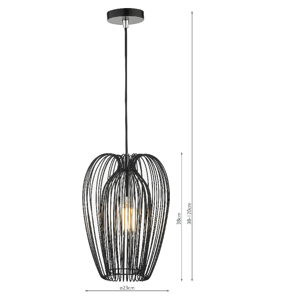 Matt Black Wired Cage Vintage Pendant Ceiling Light 23cm - Image 5