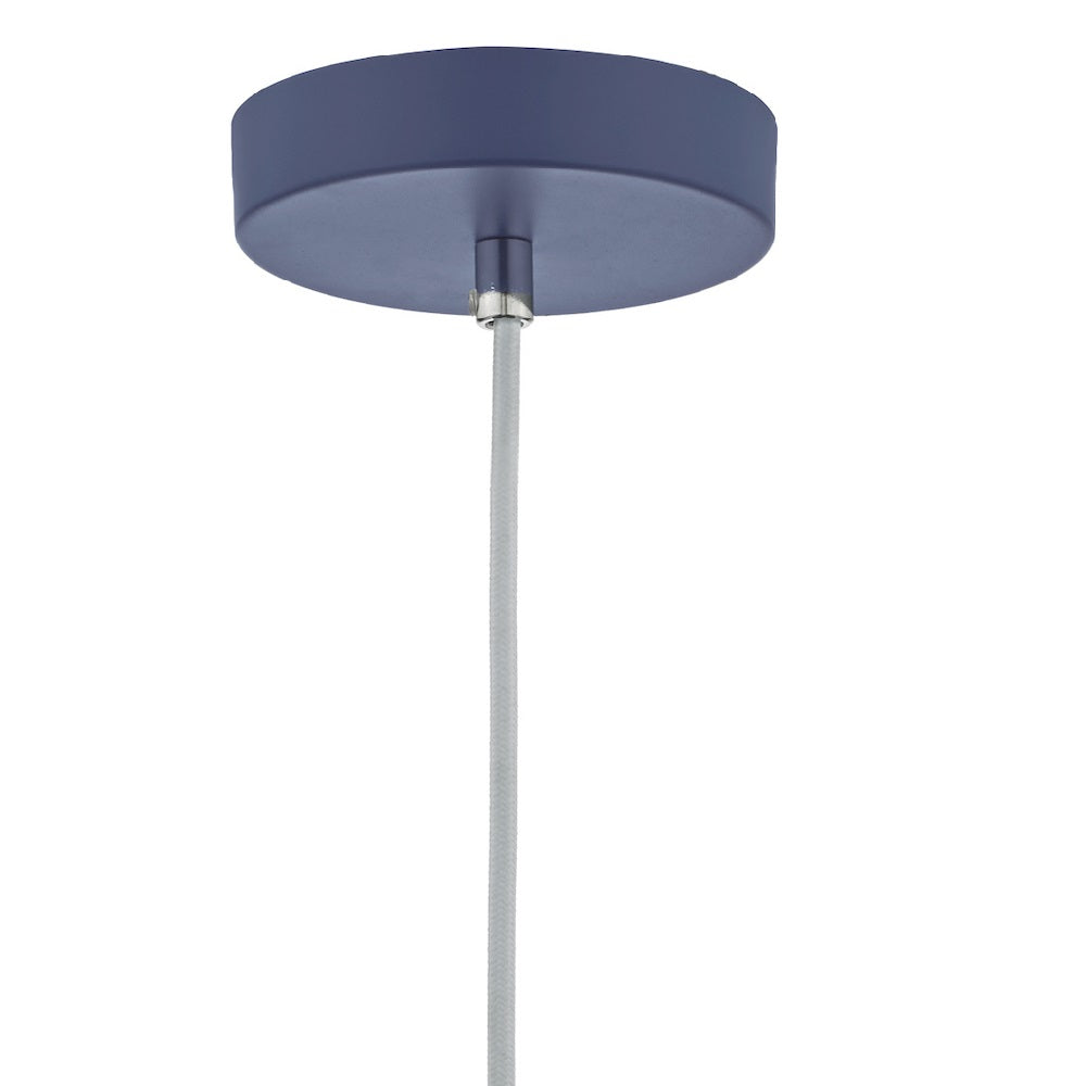 Matt Blue Metal Vintage Shallow Curved Dome Pendant Ceiling Light 45cm - Image 4