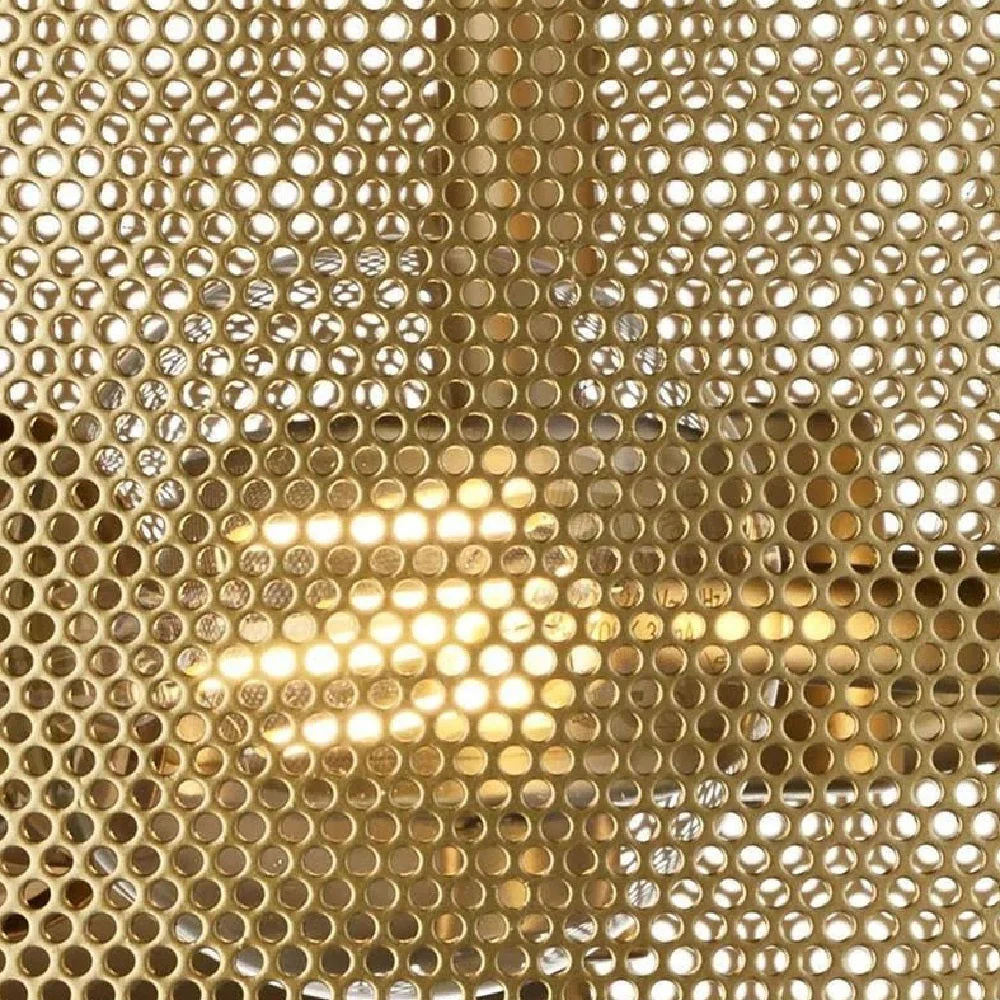 Matt Gold Round Mesh Cage Vintage 3 Lamp Drum Flush Light 45cm - Image 3