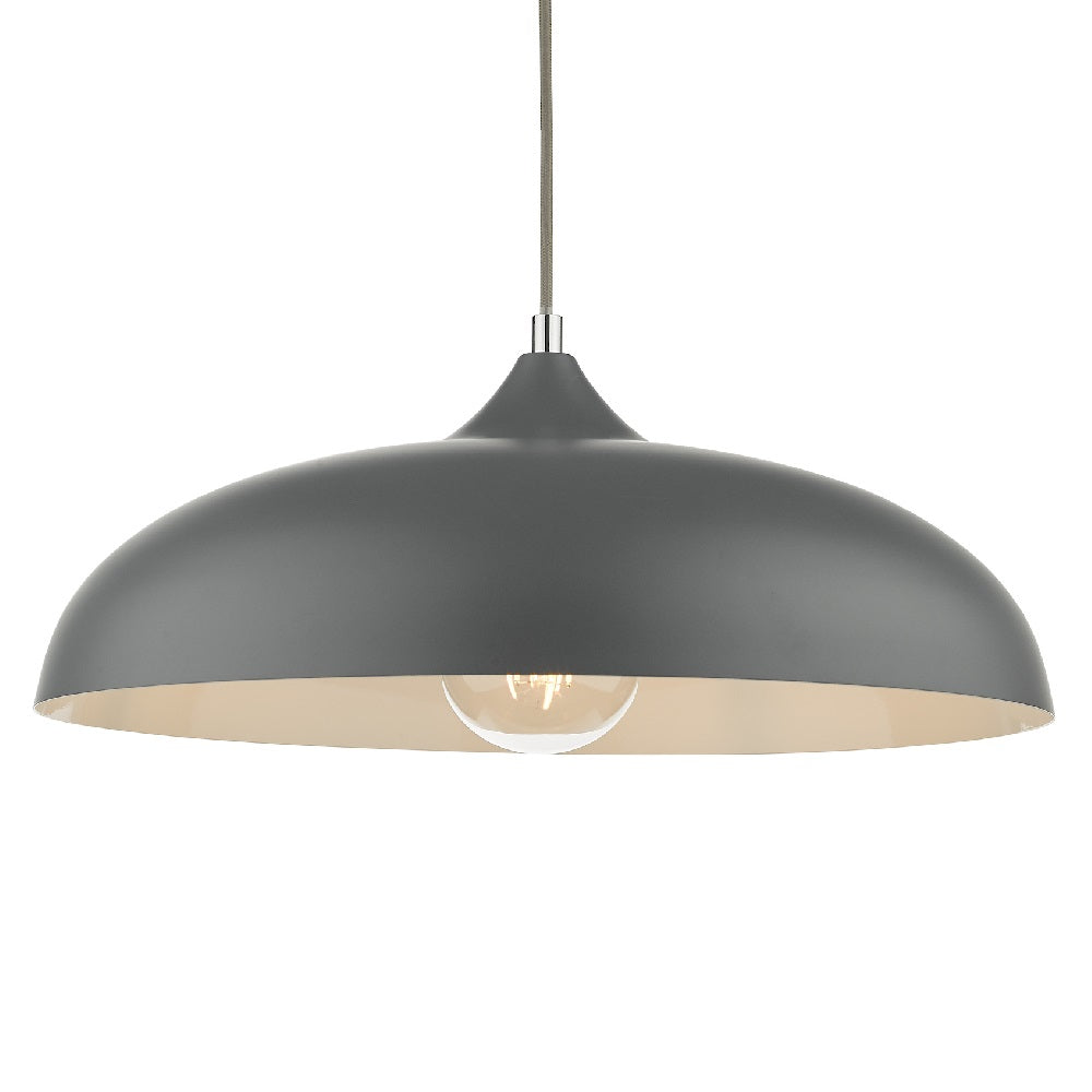 Matt Graphite Grey Metal Vintage Shallow Curved Dome Pendant Ceiling Light 45cm - Image 2