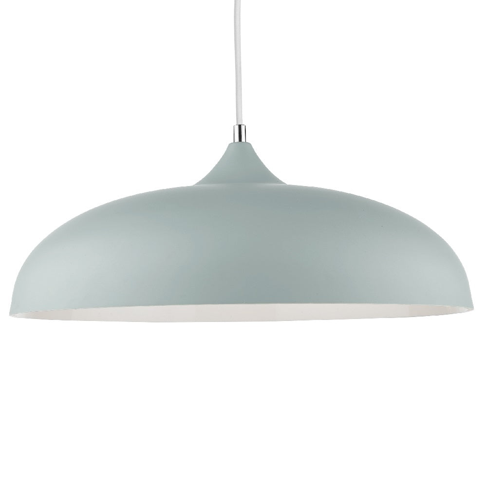 Matt Soft Grey Metal Vintage Shallow Curved Dome Pendant Ceiling Light 45cm - Image 2
