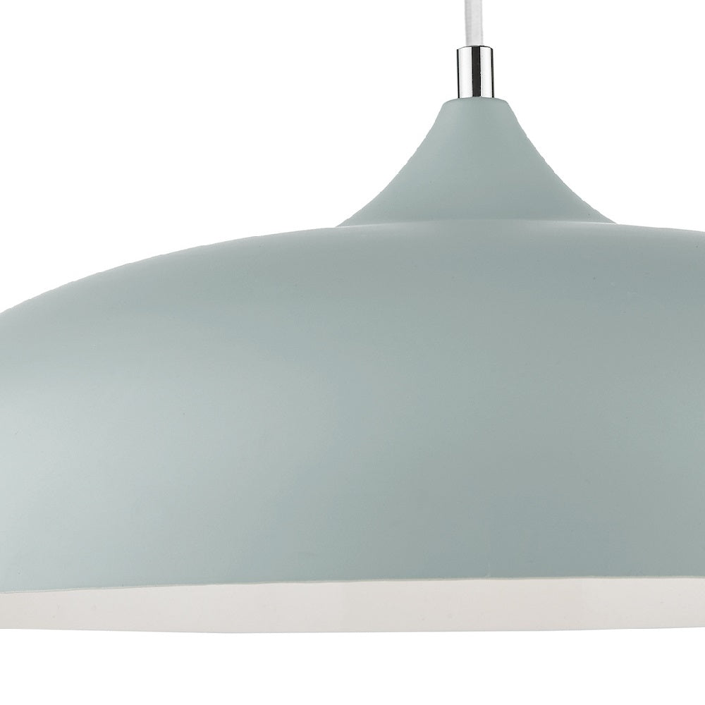 Matt Soft Grey Metal Vintage Shallow Curved Dome Pendant Ceiling Light 45cm - Image 3