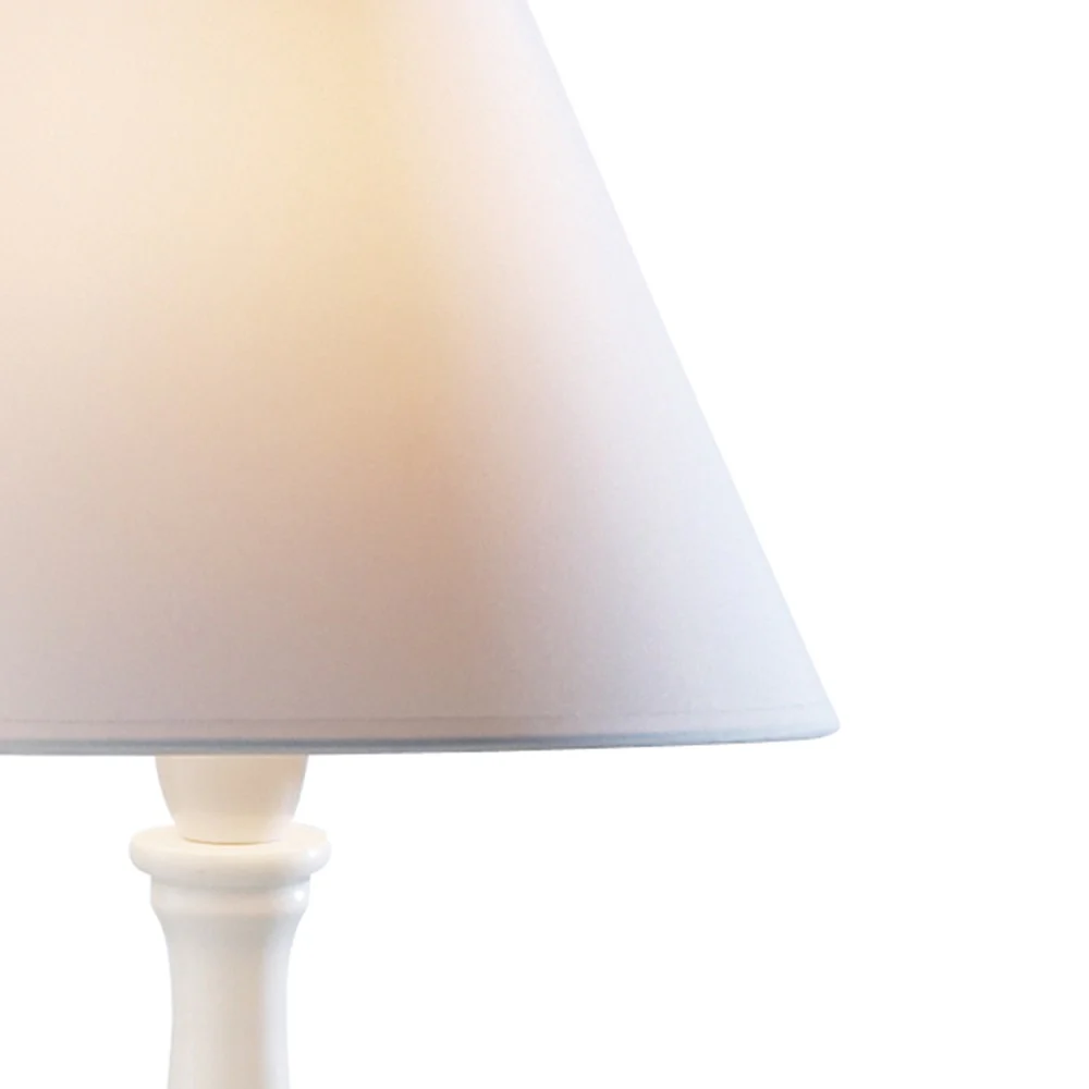 Matt White Wood Vintage Candlestick Table Lamp with Shade 44cm - Image 2