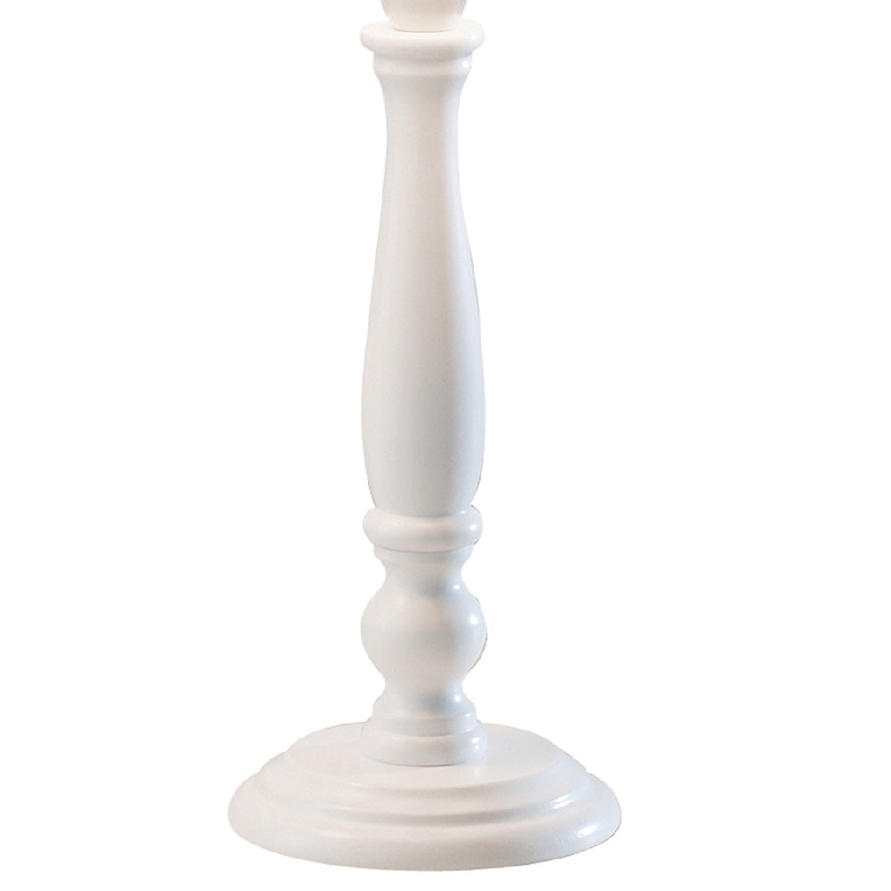 Matt White Wood Vintage Candlestick Table Lamp with Shade 44cm - Image 3