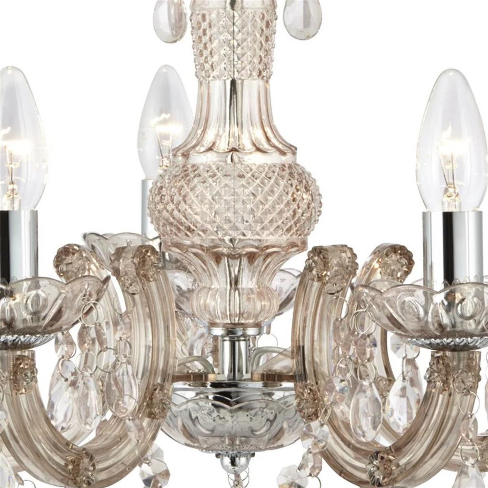 Mink & Chrome 5 Lamp Traditional Chandelier Pendant Ceiling Light 480mm - Image 2