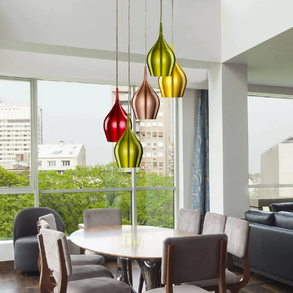 Multicolour Metallic Vintage Contemporary Metal Bell 5 Lamp Cluster Pendant 30cm - Image 5