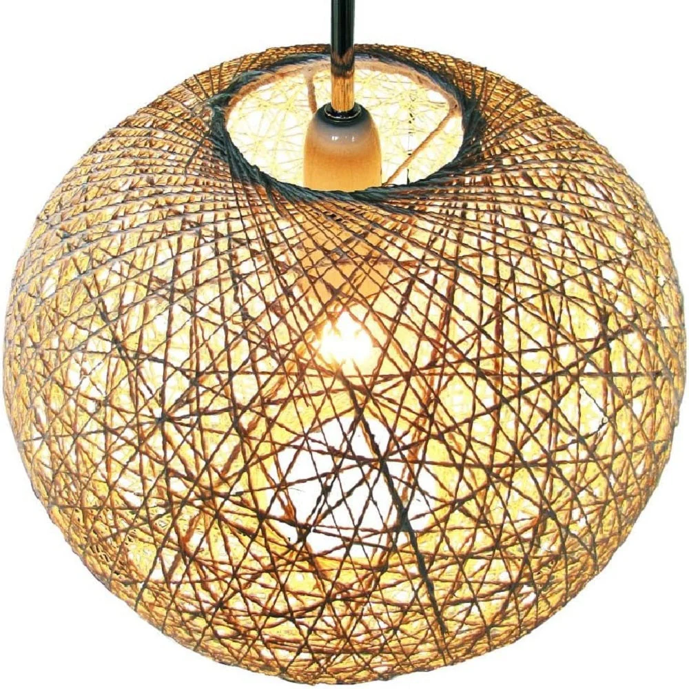 Natural Woven String Ball Vintage Retro Easy Fit Round Globe Pendant Shade 25cm - Image 2