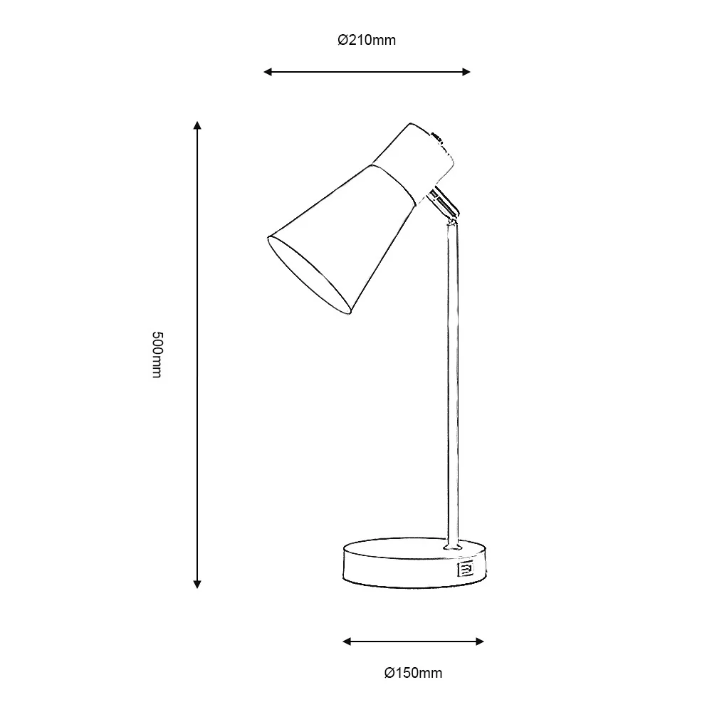 Navy & Matt Black Vintage Retro Table Desk Lamp with USB Port 50cm - Image 5