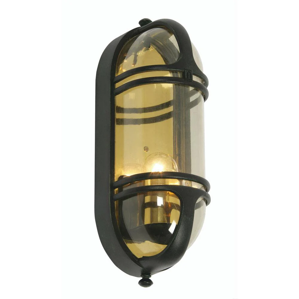 Oaks 350 BK Buckley Black Outdoor Vintage Oval Bulkhead Wall Light