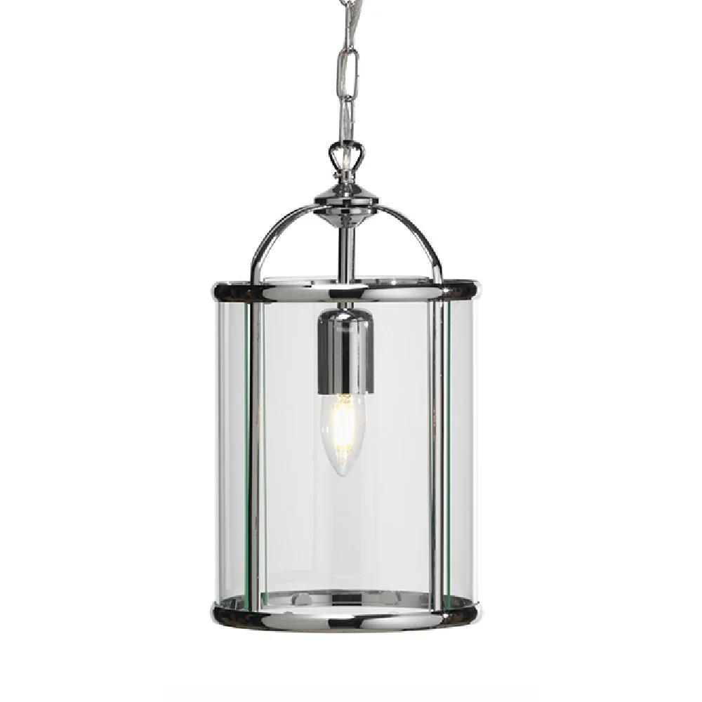 Oaks 351/1 CH Fern Polished Chrome Vintage Lantern Pendant with Glass Panels