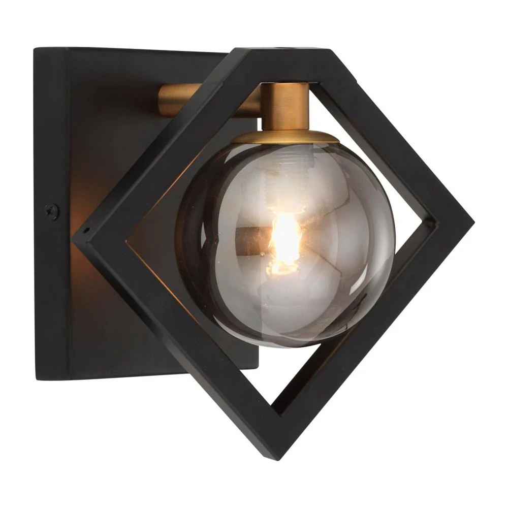 Oaks 4284 WB BK Black & Gold Vintage Geometric Wall Light