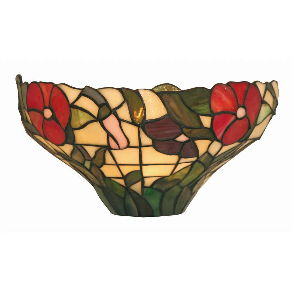 Oaks OT 1345 WB Peonies Tiffany Glass Vintage Up Wall Light