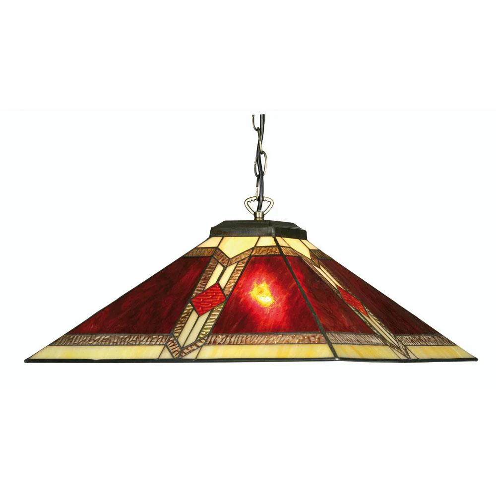 Oaks OT 2408/18 P Aztec Tiffany Glass Vintage Pendant Light 46cm