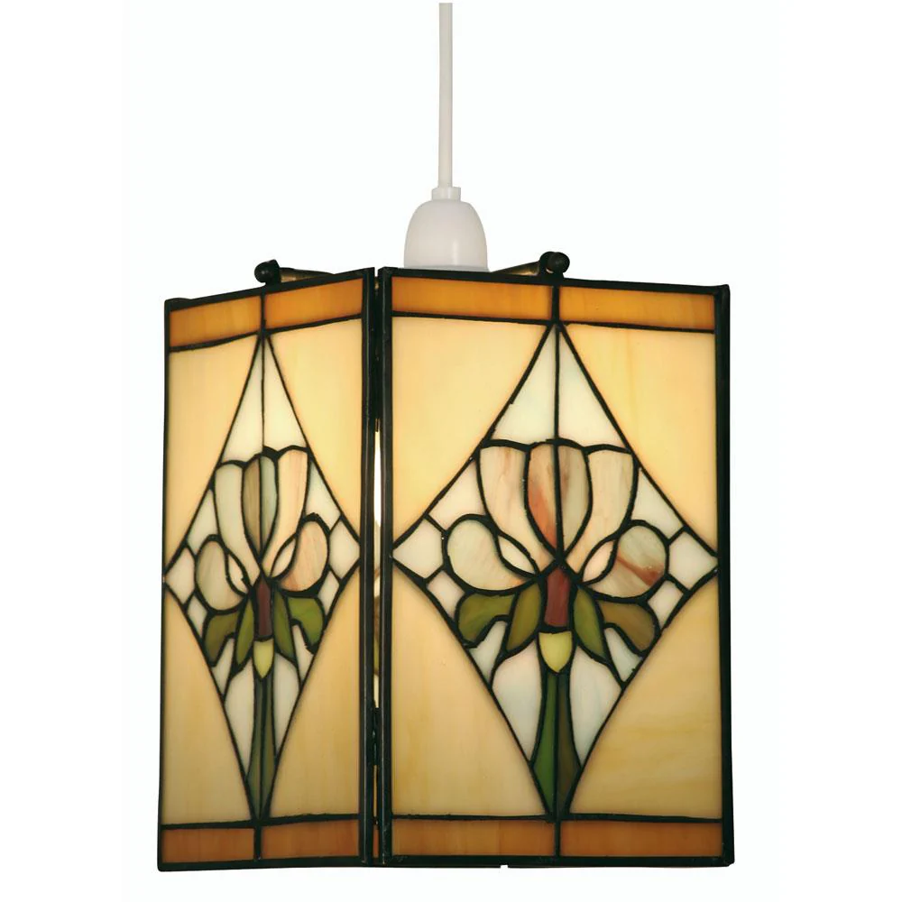 Oaks OT 25 VIOLET Violet Tiffany Glass Vintage Non Electric Square Pendant 15cm