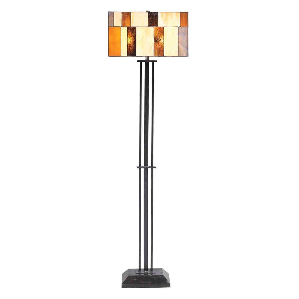 Oaks OT 8350 FS Osrick Tiffany Glass Vintage Square Floor Lamp