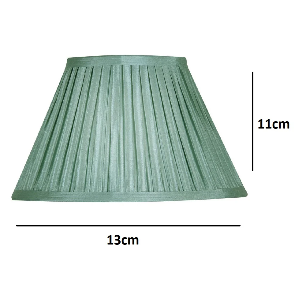 Oaks S650/5 SE Sage green 5" Faux Silk Box Pleat Clip On Lamp Shade - Image 3