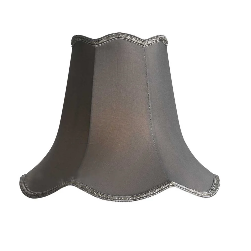 12" Slate Grey Traditional Faux Silk Scalloped Lamp Shade 30cm