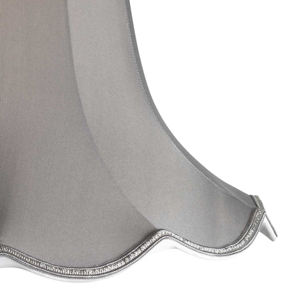 12" Slate Grey Traditional Faux Silk Scalloped Lamp Shade 30cm - Image 2