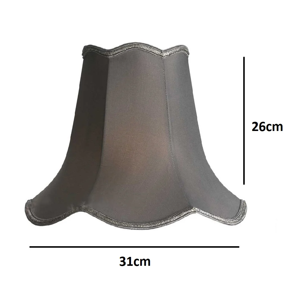 12" Slate Grey Traditional Faux Silk Scalloped Lamp Shade 30cm - Image 4