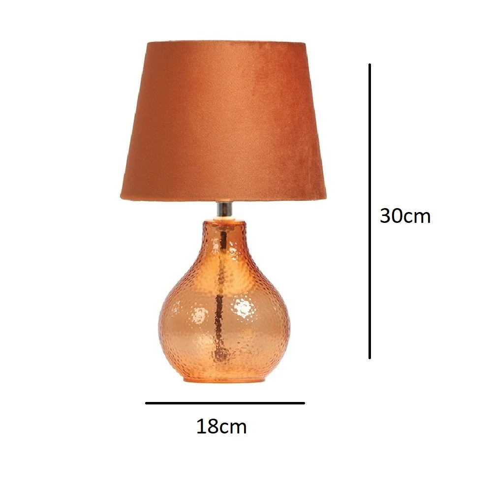 Orange Dimpled Glass Modern Table Lamp with Satsuma Orange Velvet Shade 300mm - Image 4