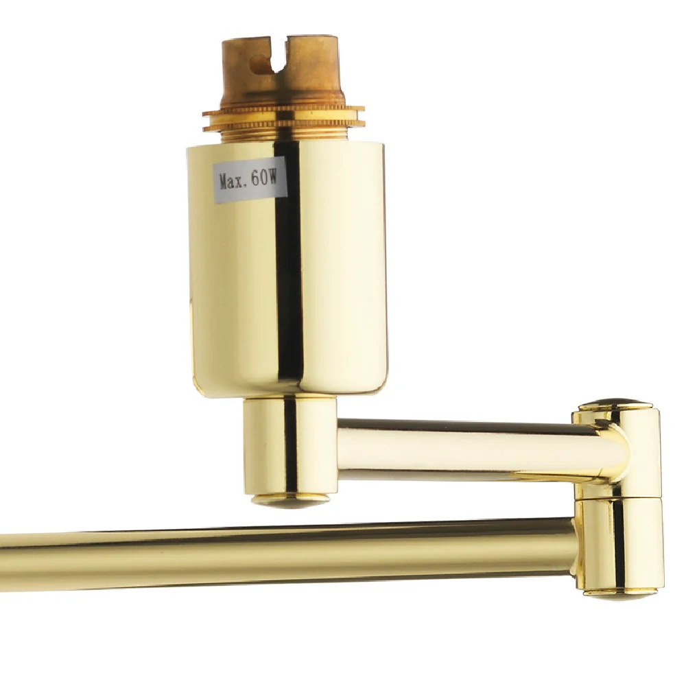 Polished Brass Vintage Switched Double Swing Arm Wall Light Bracket - Image 3