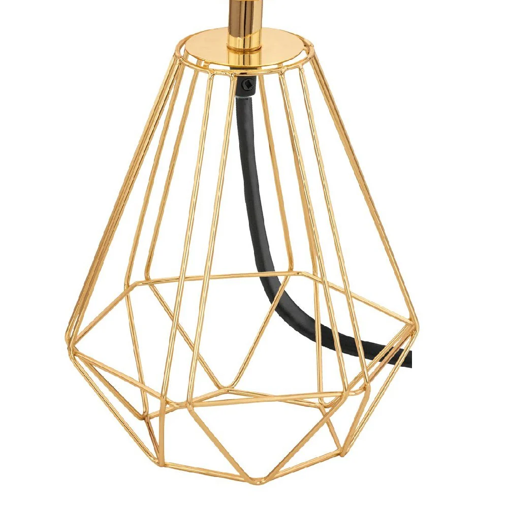 Polished Brass Wire Vintage Table Lamp with Black Drum Shade 30.5cm - Image 2