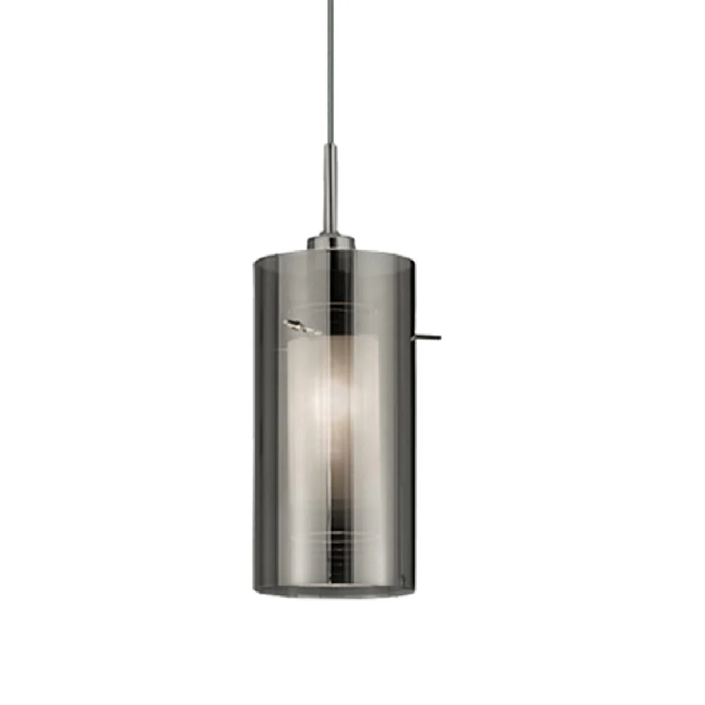 Polished Chrome 3 Lamp Bar Pendant with Smoked Cylinder Glass Shades 710mm - Image 2