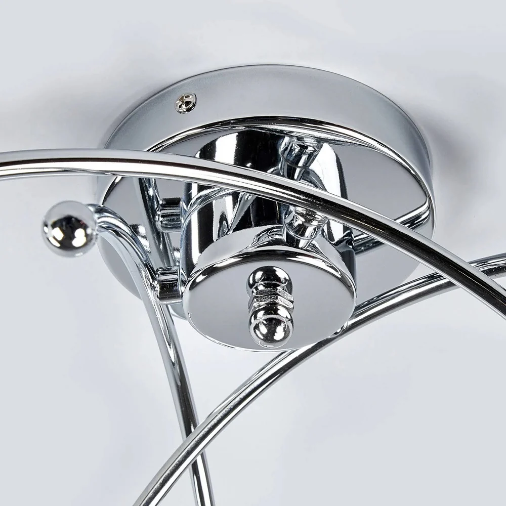 Polished Chrome 3 Lamp Semi Flush Light with Opal Glass Shades 500mm - Image 2
