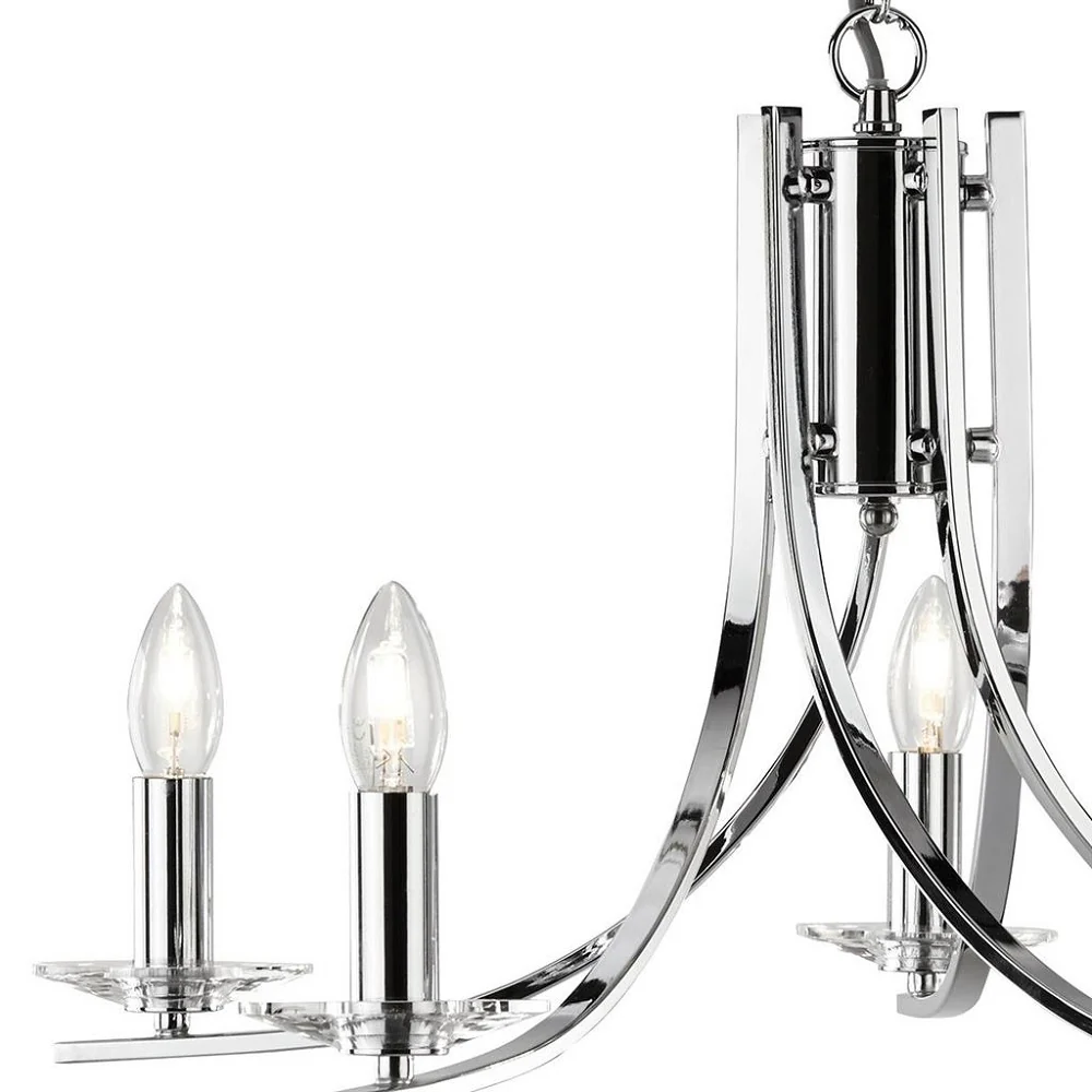 Polished Chrome 5 Lamp Twist Arms Pendant Light with Clear Glass Sconces 620mm - Image 2