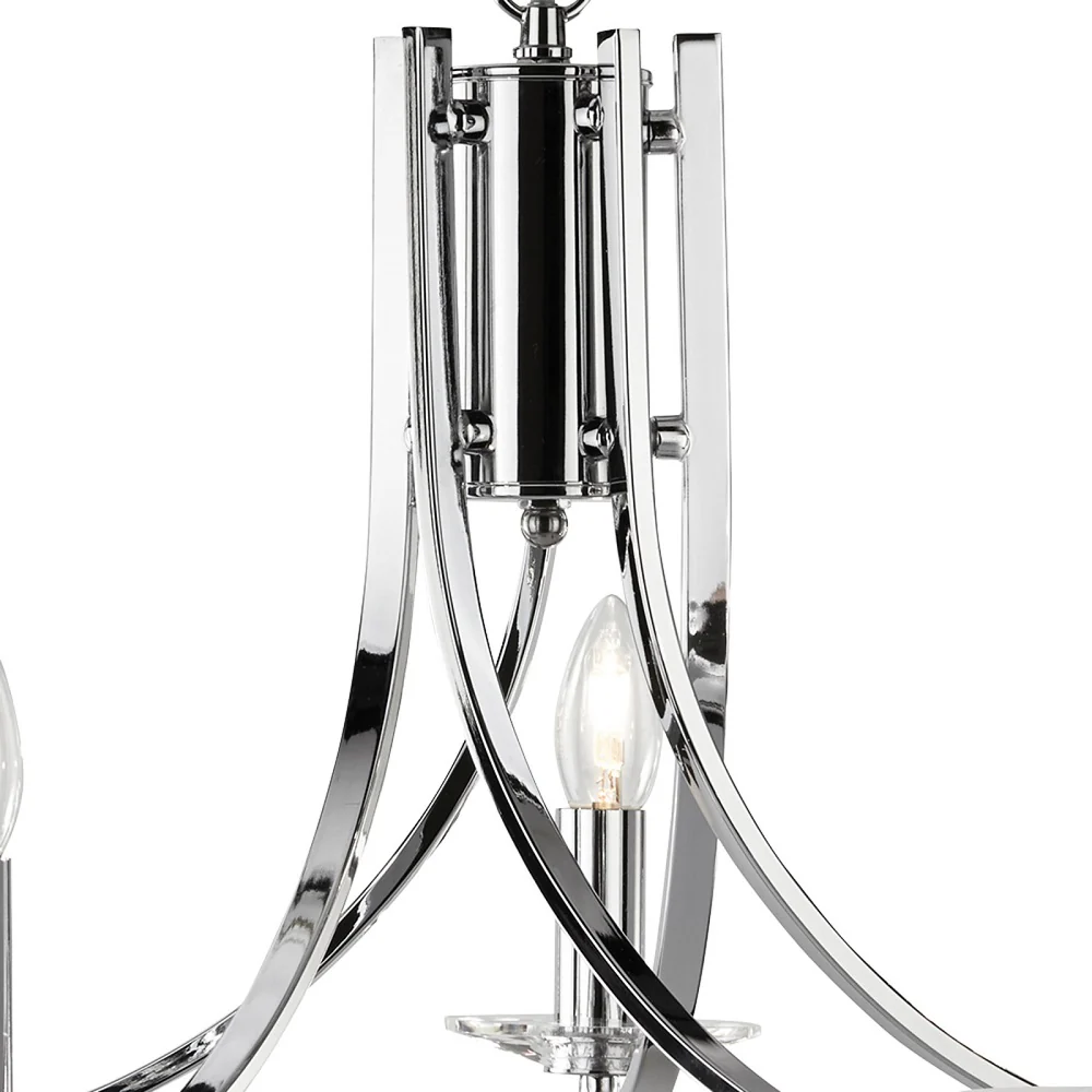 Polished Chrome 5 Lamp Twist Arms Pendant Light with Clear Glass Sconces 620mm - Image 3