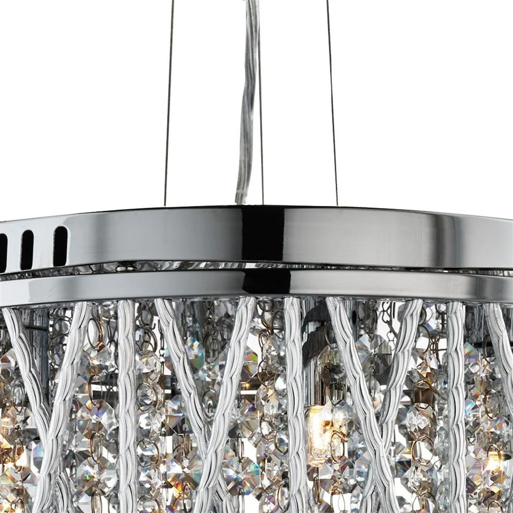 Polished Chrome & Aluminium Tube 3 Lamp Round Pendant Light 300MM - Image 2