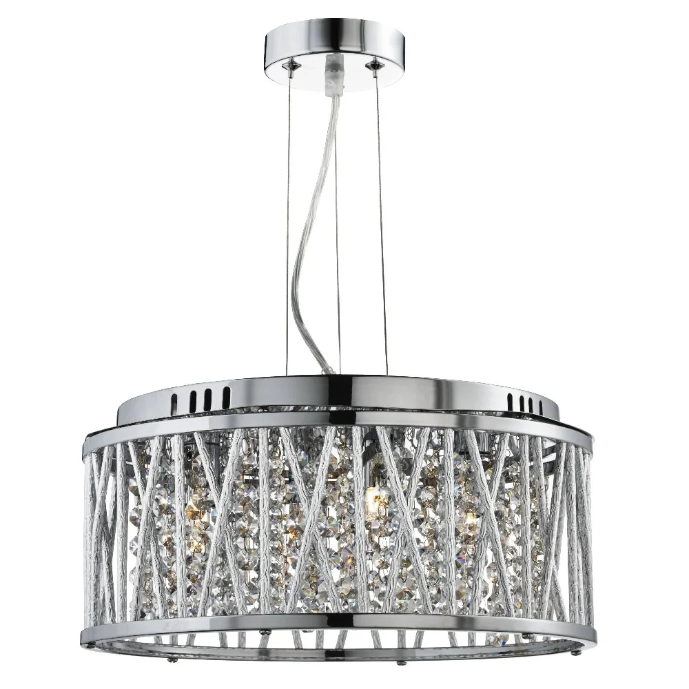 Polished Chrome & Aluminium Tube 3 Lamp Round Pendant Light 300MM - Image 3